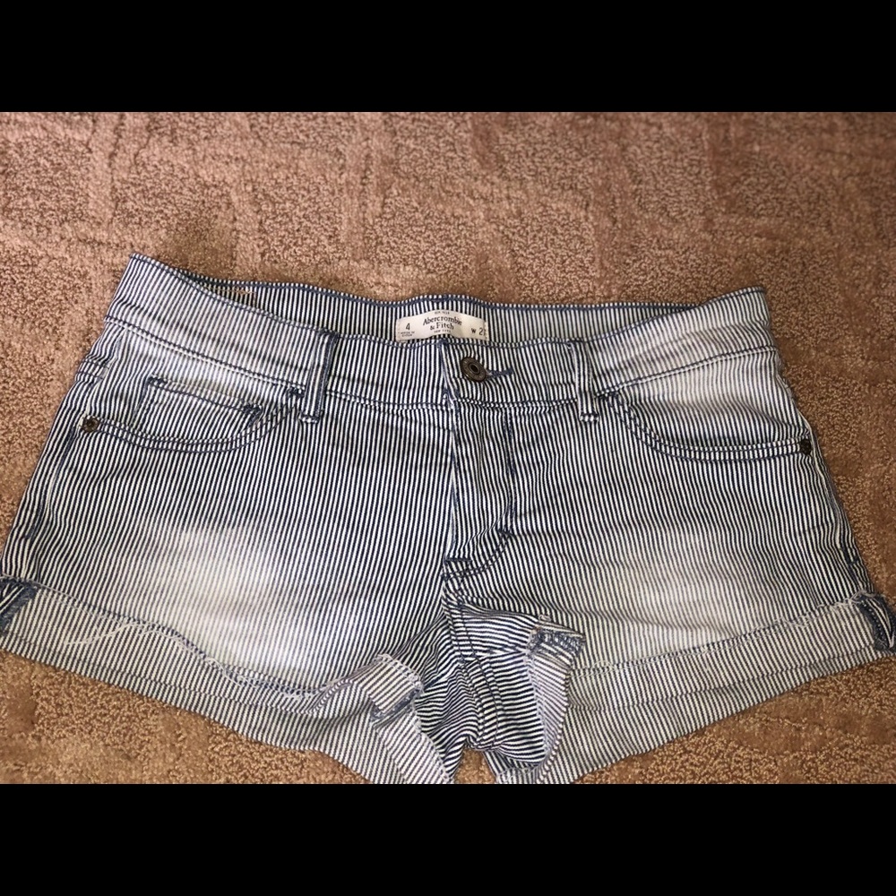 Striped jean shorts